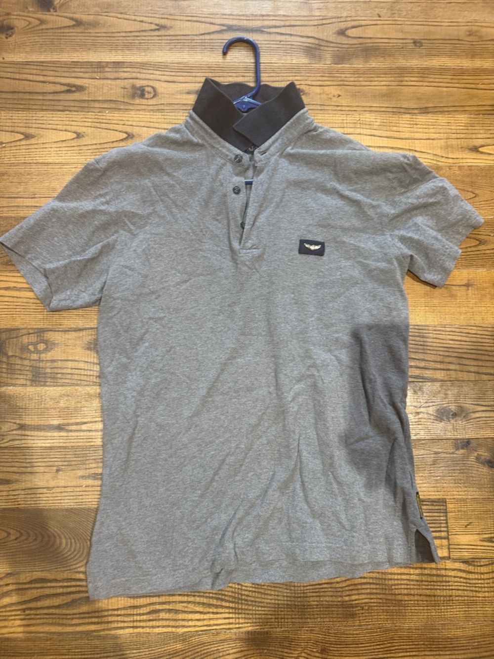 Armani Exchange Grey Polo with Dark Contrast Collar